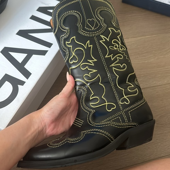 Black Ganni Western Boots - Picture 3 of 5